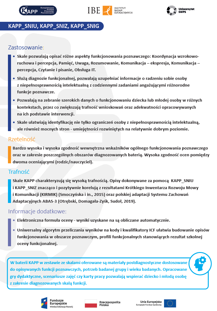 10 KAPP Skale dla osób z niepełnosprawnością intelektualną w stopniu umiarkowanym KAPP SNIU znacznym KAPP SNIZ i głębokim KAPP SNIG 2